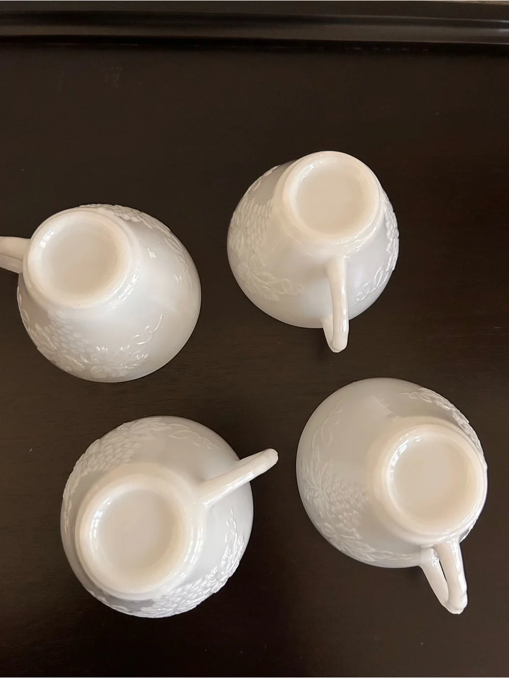 Vintage 1960 Anchor Hocking White Milk Glass Harvest Grape Punch Cups -Set of 4